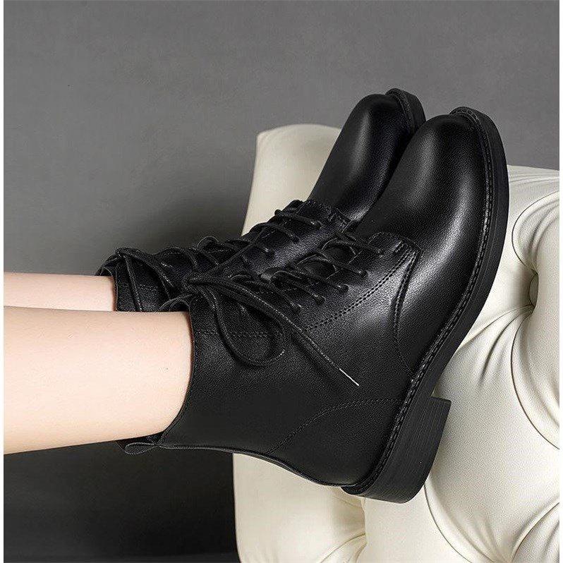 Lady Boots Middle Age New Winter Small Boots Lady Skin Shoes Low Heels Cotton Shoes