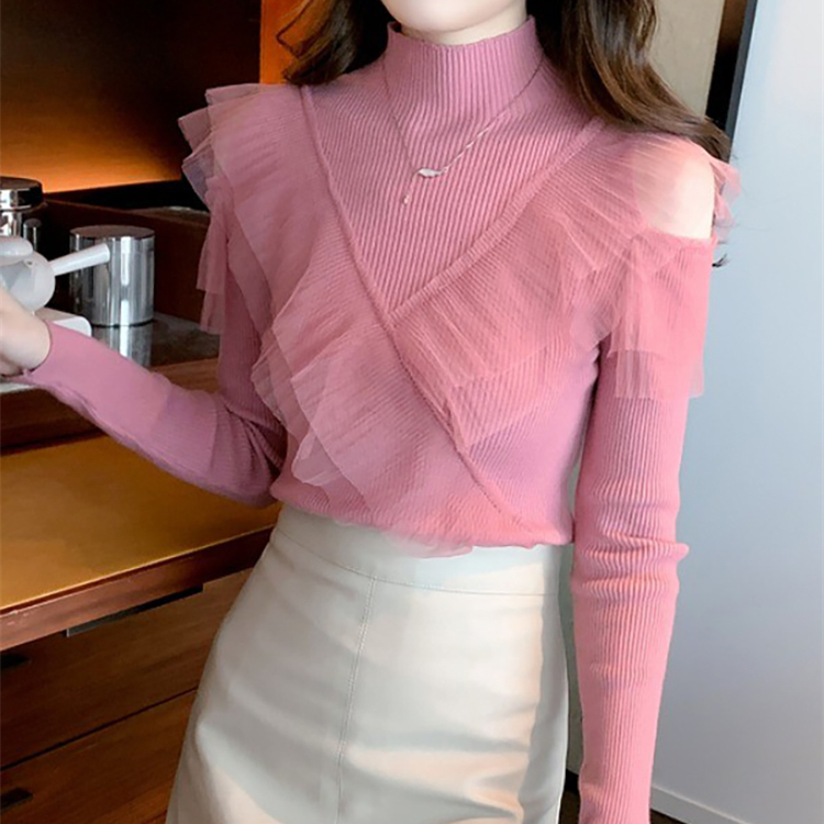 Off-Shoulder Base Shirt for Women, New Autumn and Winter Style, High-End, Fashionable, Stylish, Half-Turtleneck Sweater, Slim-Fitting Inner Top Off-Shoulder Base Shirt for Women, New Autumn and Winter Style, High-End, Fashionable, Stylish, Half-Turtleneck Sweater, Slim-Fitting Inner Top