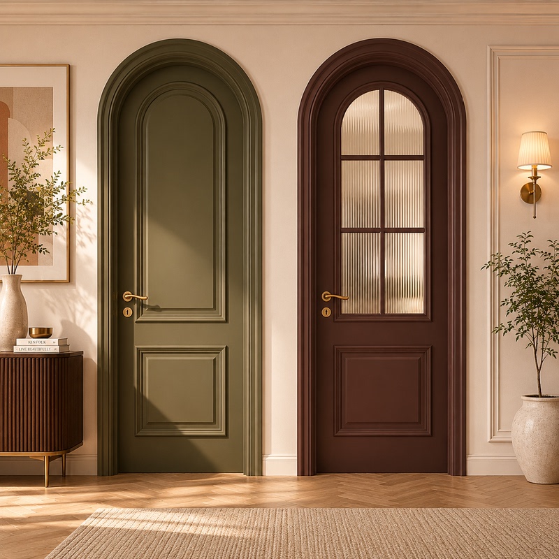 French-Style Curved Door, Retro Cream-Style Arch Door, Double-Opening Solid Wood Door, Arc-Shaped Painted Interior Door, Bedroom Door, Black French-Style Curved Door, Retro Cream-Style Arch Door, Double-Opening Solid Wood Door, Arc-Shaped Painted Interior Door, Bedroom Door, Black
