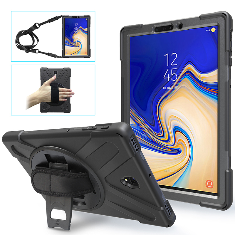 Suitable for Samsung Galaxy Tab S4 Protective Case, Anti-Drop Tablet Computer 10.5inch Sm-T830/T835 Full-Edge Soft Shell Silicone T837V Rotating Stand with Shoulder Strap and Handheld Holder Suitable for Samsung Galaxy Tab S4 Protective Case, Anti-Drop Tablet Computer 10.5inch Sm-T830/T835 Full-Edge Soft Shell Silicone T837V Rotating Stand with Shoulder Strap and Handheld Holder