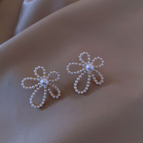 Pearl Flowers Earrings Woman 2021 New Tide Earrings South Korea Nets Red High Class Light Extravagant EAR NAIL DESIGN