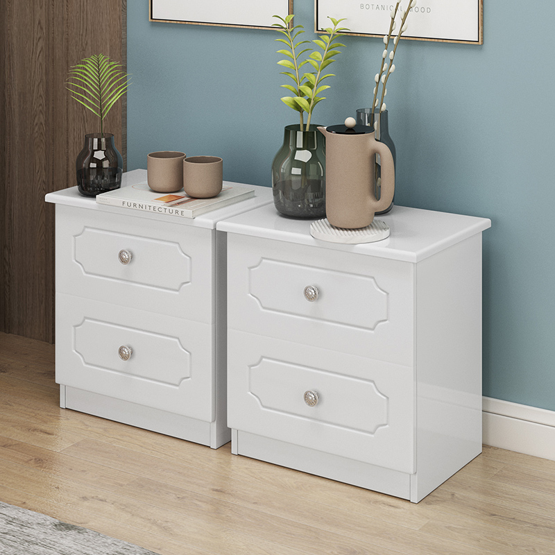 Minimalist modern white solid wood bed head cabinet wood storage cabinet bedroom containing cabinet pine wood small cabinet Eurostyle bedside cabinet