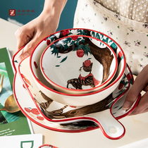 Zenan Shijia tableware Bowl plate Japanese hand-painted baking tray oven dish creative baked rice plate household baking bowl