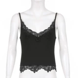 Гот эстетический кружевный лоскутный танк ops для женщин сексуально V-образное