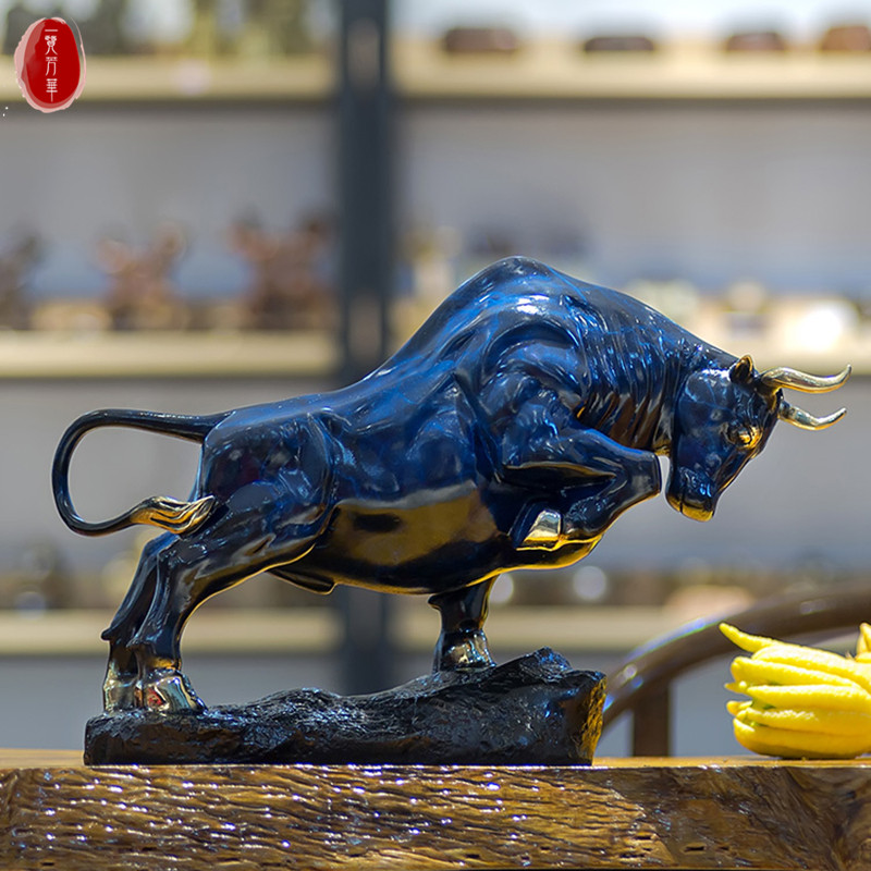 LO GULEYA pure copper bull lucky decoration living room decoration porch office table top home decoration opening gift