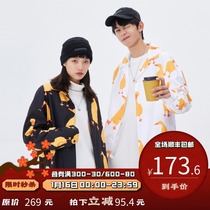 PSO Brand color block duck series full of interesting pattern shirt men long sleeve autumn couple shirt coat