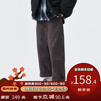 PSO Brand full print bear overalls mens straight loose autumn and winter Tide Brand Joker casual pants