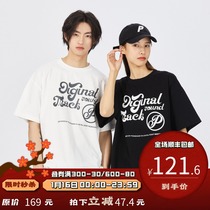 PSO Brand handwriting OST full name printed short sleeve T-shirt men and women loose Tide Brand cotton top couples