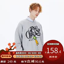 PSO Brand carrot print round neck fleece sweater mens Tide Brand autumn 2021 new couple top