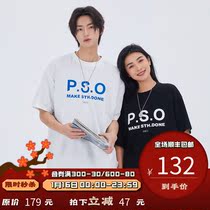 PSO Brand print LOGO cotton short sleeve T-shirt mens Tide Brand 2021 couple summer half sleeve shirt