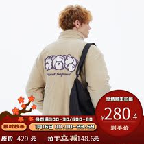 PSO Brand bear bear stripe solid color stand collar cotton suit mens Tide Brand cotton coat couple winter coat