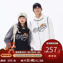 PSO Brand Little Bear stitching fake two-piece coat mens and womens Tide Brand plus velvet hoodie couple jacket