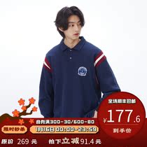 PSO Brand embroidery school badge color polo shirt for men and women college style long sleeve T-shirt Spring and Autumn Lovers