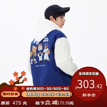 PSO Brand three little bear printing cotton cotton baseball uniform mens Tide Brand plus cotton jacket couple cotton jacket