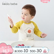  Koala nose nose baby autumn Western style cotton top mens and womens round neck T-shirt 0-3 years old printed cute