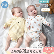 Corra nose and nose baby spring summer bag fart clothes male and female baby long sleeves 2 pieces Cartoon Triangle Khau Chic Bear