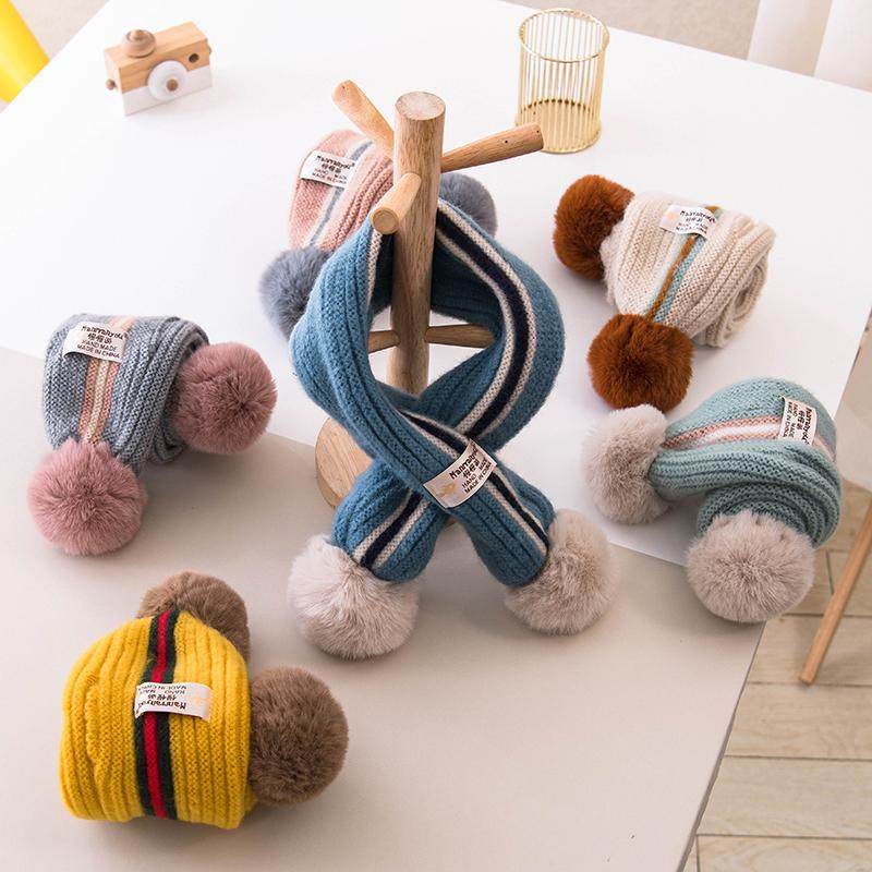 Baby scarf autumn and winter boy and girl neck double baby color color-color protection against snow and snow cute knitting scarf