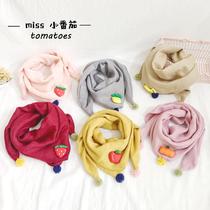 Fall winter Korean version of children's scarf triangle towel for boys and girls 6 months -8 years old cartoon cute thick warm