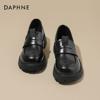 Daphne Thick-Soled Black Genuine Leather Loafers for Women 2025 New Autumn Style Slip-On British Style Small Leather Shoes for Women
