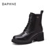 Daphne high-heeled Martin boots for women 2023 new spring and autumn short boots British style thick heel thick sole plus velvet women's boots