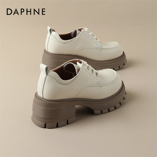 Daphne Platform Loafers for Women 2025 Spring New Style Genuine Leather Black British Style Small Leather Shoes College Style