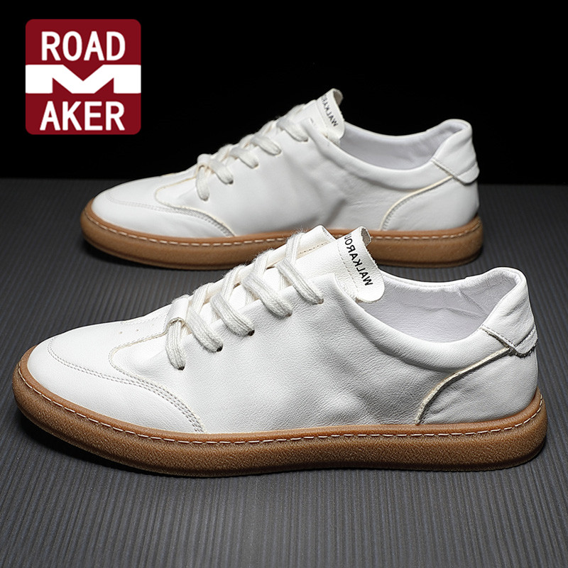 Rodmeco leather small white shoes men's summer breathable thin casual board shoes all-match top layer cowhide forrest tide shoes