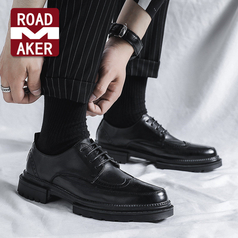 Rod Meko Leather Shoes Men Spring and Autumn Leisure Sound Increases Brock England Business Formal Wedding Shoes