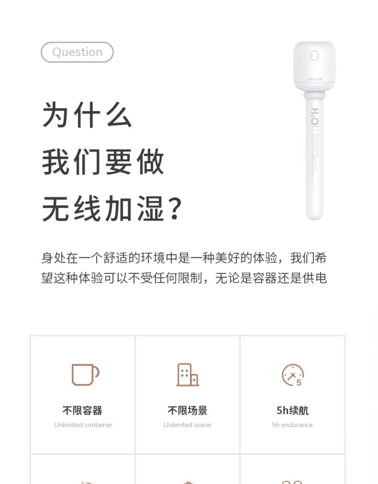 20年IF奖 几素 棒棒糖无线加湿器 有水就能用 图3