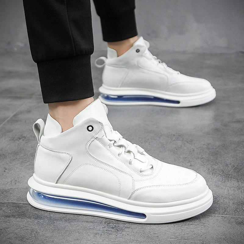 Autumn and winter high-top shoes men's air-cushioned white tide shoes Korean version all-match medium-tube casual small white shoes men's board shoes