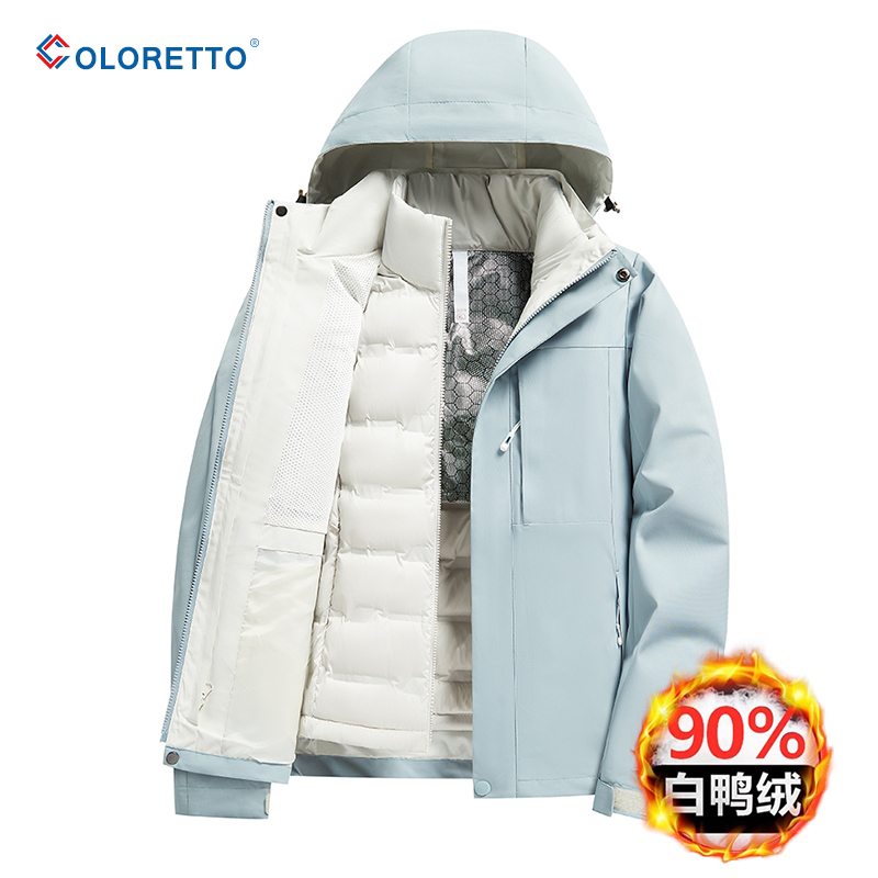 Women's Winter Jacket with down Lining, Three-In-One, Windproof, Waterproof, Fleece-Lined, Thickened, 2023 New Model, Couple's Jacket