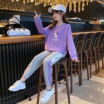 Girls Spring Dress Set 2022 new Ocean Gas in Big Child Fashion Network Red Purple Sweater