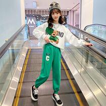 Girls Sports Kit 2022 New Spring Child Han Edition Girls Long Sleeved Children Ocean Gas Two Pieces