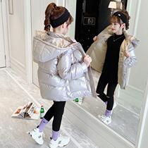 Girls winter cotton coat in 2022 new gas thickening middle childhood cotton cotton free from wash cotton clothing
