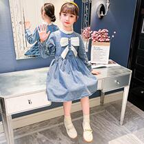 Girls Dress Spring Dress 2022 New Childrens Cowboy Dress Spring and Autumn Dress