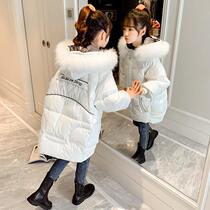 Girls cotton cotton dress 2022 new medium - long 10 plume cotton 11 thicker coat 12 childrens cotton clothes 14 years old