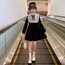 Girls Spring Cheniel Dress 2022 New Childrens Dress Han Edition Middle Long Dress Childrens Lace Princess