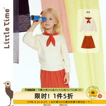  littletime girls suit spring and autumn 2021 new autumn college style western style knitted sweater skirt two-piece set