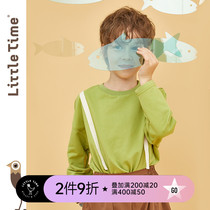 littletime childrens wear neutral fake Two T-shirt 2021 spring new round neck smiley face long sleeve top