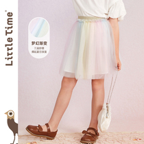 littletime girl rainbow color half body dress Summer 2022 new girl net yarn short dress child skirt