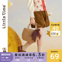 littletime girl light core suede bud shorts 2022 new spring autumn outside wearing autumn winter pumpkin light cage pants