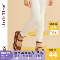 littletime girl hit bottom pants spring fall outside wearing 2022 new baby 100 lap pure cotton child long pants