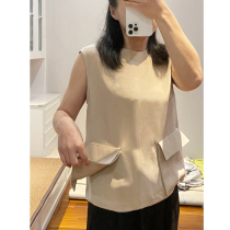 Three-dimensional pocket tailor-made sleeveless top with work fee fish su team style