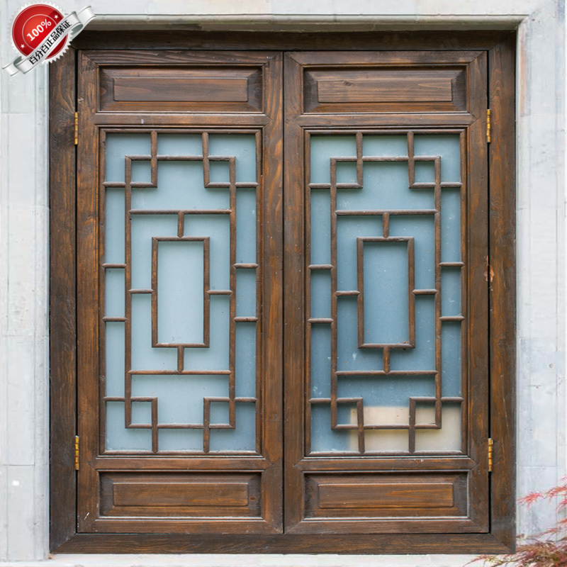 East Yang Wooden Sculptures Antique Doors And Windows New Chinese Solid Wood Hollowed-out Flowers Lattice Hyun Guan Partition Screen Background Wall Manufacturer Direct Sales