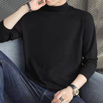 Modal long-sleeved t-shirt mens solid color autumn half-high collar bottoming shirt slim-fit mid-neck small shirt autumn clothes 1