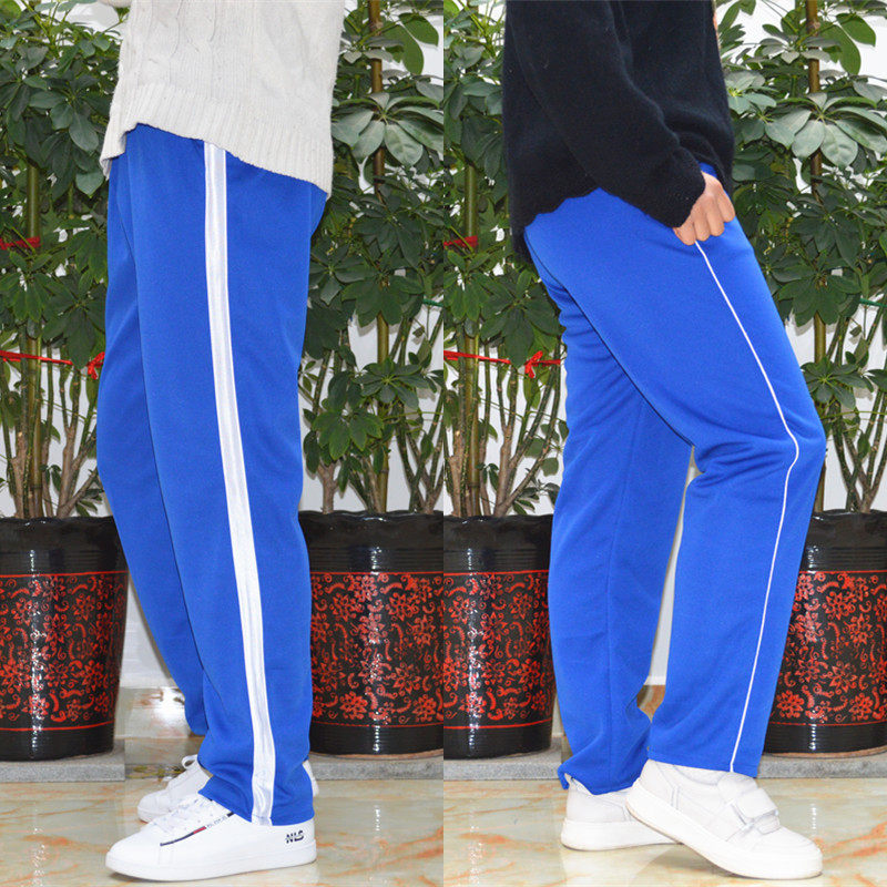 New summer men's sweatpants one bar school uniform pants Thin thin white strip middle and high school primary school large size school pants pants