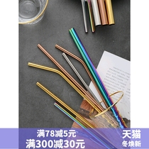 McCullen 304 stainless steel straw mixing tube beverage fruit juice cold drink pearl milk tea straw sent cleaning brush