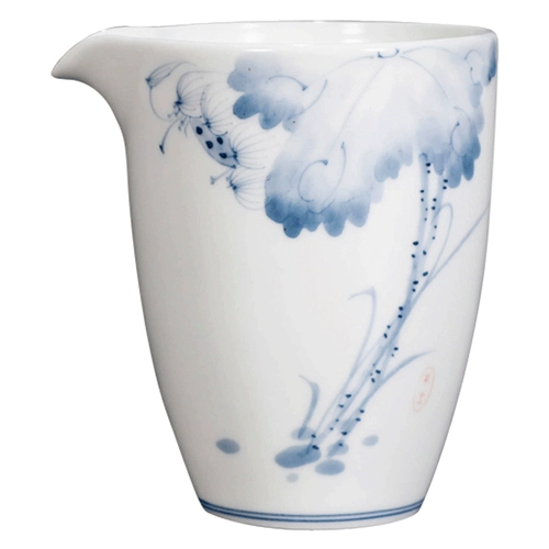 Lissean белый фарфоровый керамический ярмарка чашка ручной работы с чайным устройством домашний лотос синий и белый чайный чайная чашка с загруженным чайным сосудом Pour