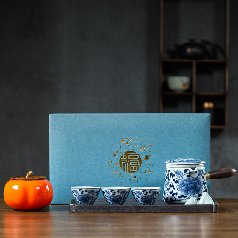 Ceramics tea tray kung-fu tea set household living room small set dry fort Japanese teapot tea cup high grade gift box