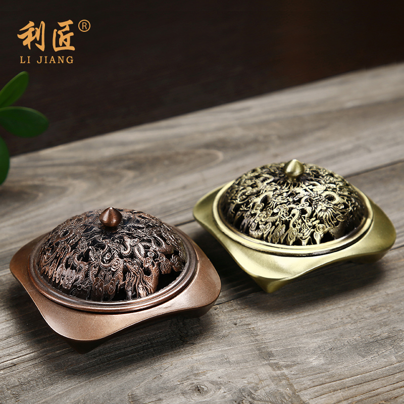 Lijiang pure copper antique incense burner Home indoor incense burner Sandalwood plate incense burner for Buddha incense tea ceremony ornaments