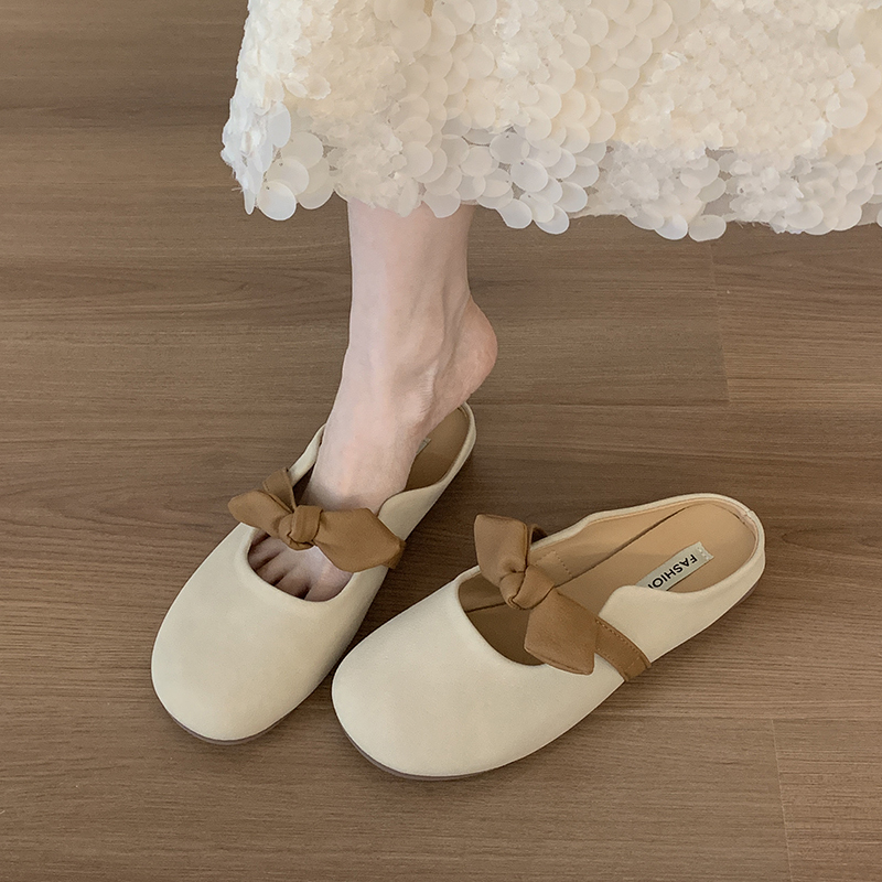 Flat Closed-Toe Half-Slippers for Women, New Spring and Summer Style, Suitable for Pregnant Women, Lazy Shoes, Half-Enclosed, Gentle Evening Slippers Flat Closed-Toe Half-Slippers for Women, New Spring and Summer Style, Suitable for Pregnant Women, Lazy Shoes, Half-Enclosed, Gentle Evening Slippers